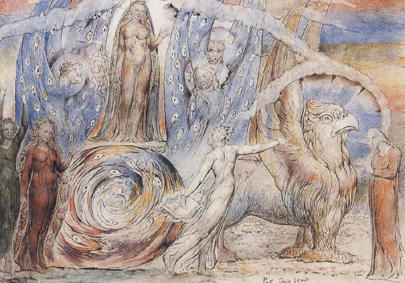 William Blake Beatrice addressing Dante from her Wagon